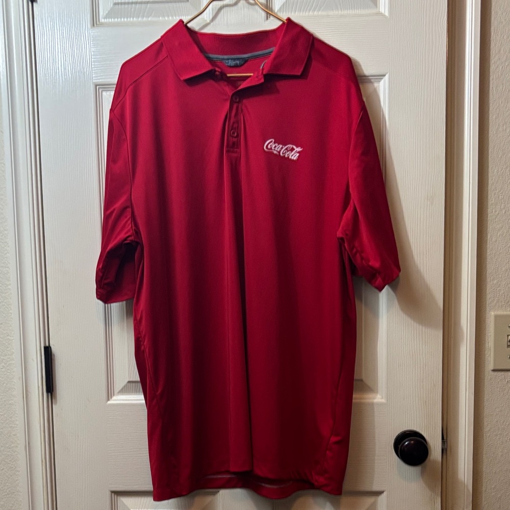 Coca Cola Men's Bright Red Polo with Embroidered Logo